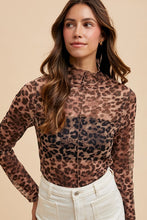 Leopard Mesh Mock Top