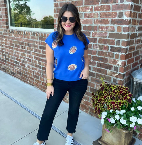 Blue Football Sweater Top