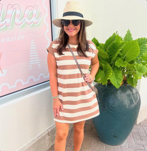 Mocha Stripe Mini Dress