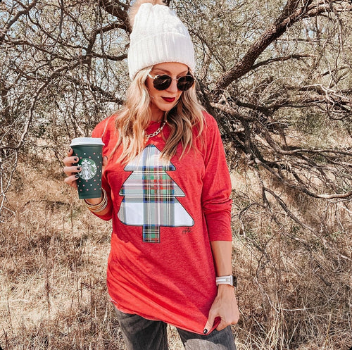 Plaid Tree Long Sleeve Tee