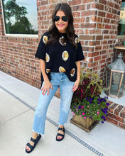 Gold Sequin Black Football Tee