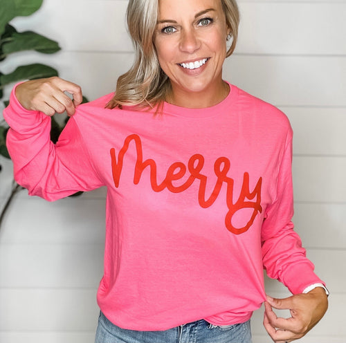 Pink Neon MERRY Tee